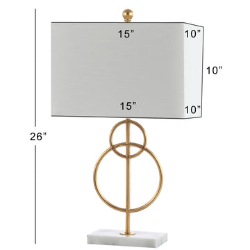 Haines 26" Modern Circle Marble/Metal LED Table Lamp - JONATHAN Y
